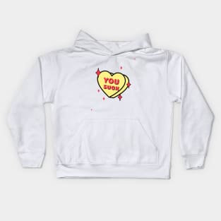 anti valentine's day candy heart Kids Hoodie